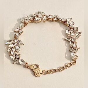 Olive & Piper Crystal Leaf Gold-Tone Bracelet Wedding or Formal Jewelry